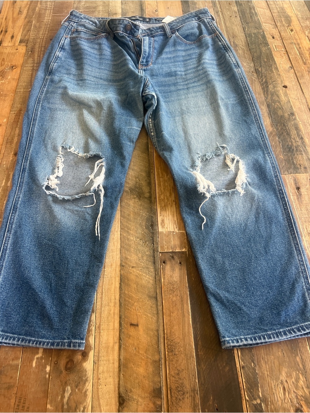 Hollister Blue Distressed Cropped Jeans